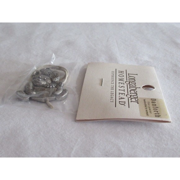 Longaberger SANTA BEAR Danforth Pewter USA Tie On Christmas Holidays USA Made - Picture 10 of 11